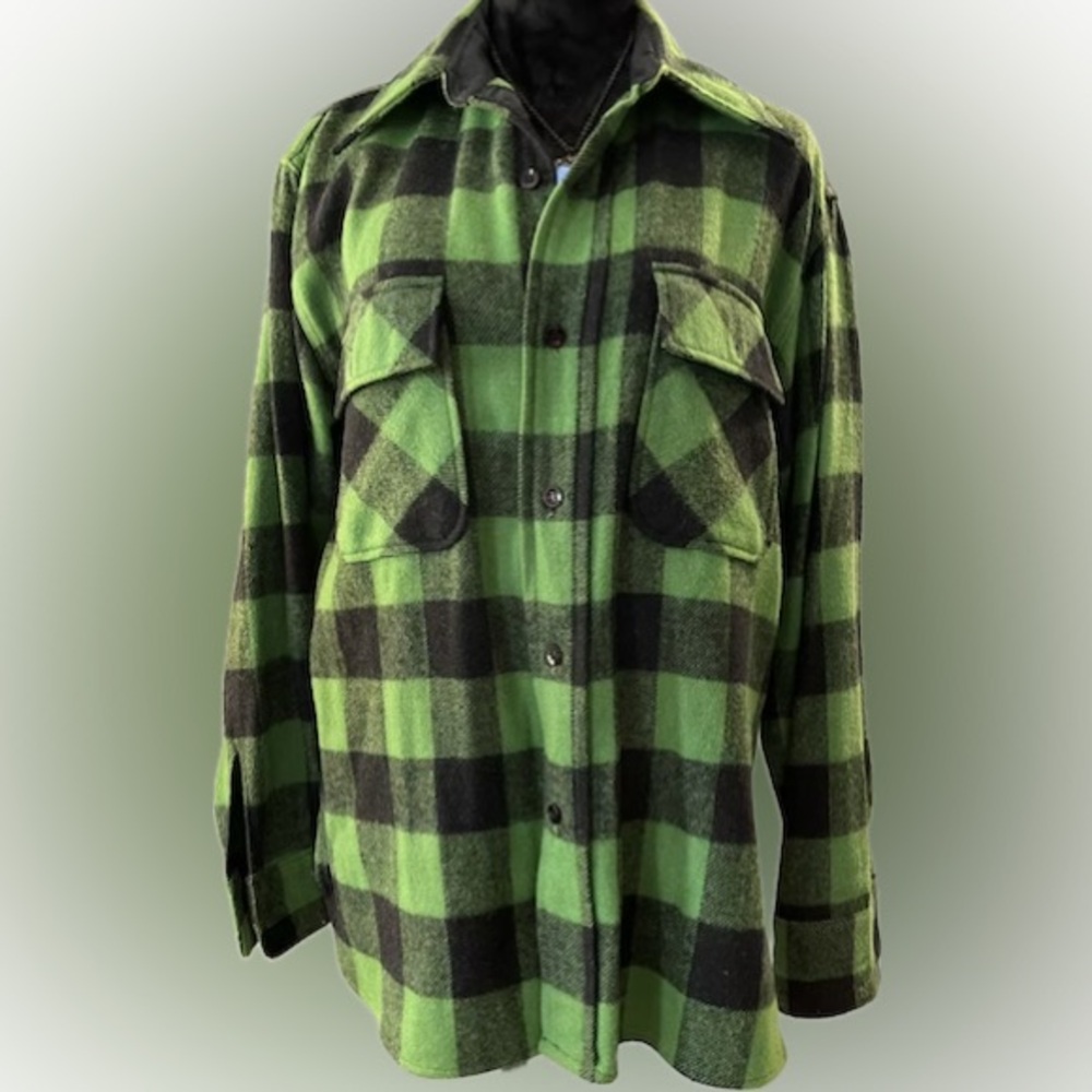 Vintage KING’S ROAD Men's Green Black Plaid Shirt Jacket Gorpcore Grunge